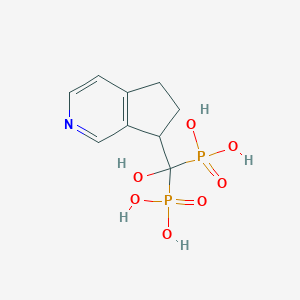 molecular formula C9H13NO7P2 B1262524 (6,7-dihydro-5H-cyclopenta[c]pyridin-7-yl-hydroxy-phosphonomethyl)phosphonic acid 