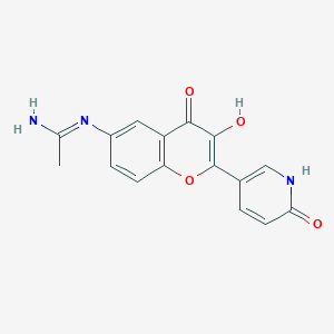 molecular formula C16H13N3O4 B12625652 N'-[3-hydroxy-4-oxo-2-(6-oxo-1H-pyridin-3-yl)chromen-6-yl]ethanimidamide 