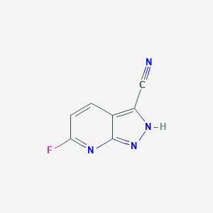 molecular formula C7H3FN4 B126257 6-fluoro-2H-pyrazolo[3,4-b]pyridine-3-carbonitrile CAS No. 155601-83-5