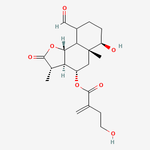 molecular formula C20H28O7 B1262600 8alpha-O-(4-hydroxy-2-methylenebutanoyloxy)-11beta,13-dihydrosonchucarpolide 