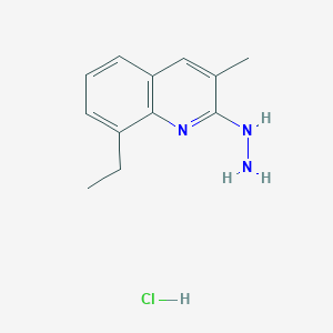 molecular formula C12H16ClN3 B12626172 2-Hydrazino-8-ethyl-3-methylquinoline hydrochloride CAS No. 1171668-43-1