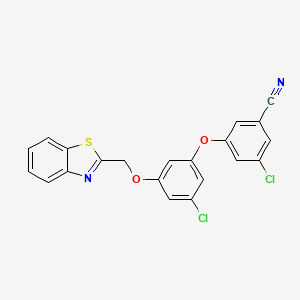 molecular formula C21H12Cl2N2O2S B12626211 Benzonitrile, 3-[3-(2-benzothiazolylmethoxy)-5-chlorophenoxy]-5-chloro- CAS No. 920035-43-4
