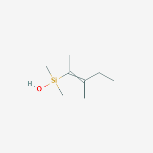 molecular formula C8H18OSi B12626397 Dimethyl(3-methylpent-2-en-2-yl)silanol CAS No. 921224-25-1