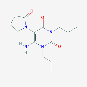 molecular formula C14H22N4O3 B126265 2,4(1H,3H)-Pyrimidinedione, 6-amino-5-(2-oxo-1-pyrrolidinyl)-1,3-dipropyl- CAS No. 155930-26-0