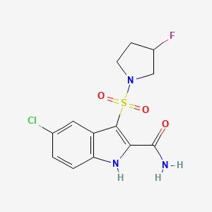 molecular formula C13H13ClFN3O3S B12626523 5-Chloro-3-(3-fluoropyrrolidine-1-sulfonyl)-1H-indole-2-carboxamide CAS No. 918494-93-6