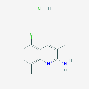 molecular formula C12H14Cl2N2 B12626809 2-Amino-5-chloro-3-ethyl-8-methylquinoline hydrochloride CAS No. 1170892-50-8