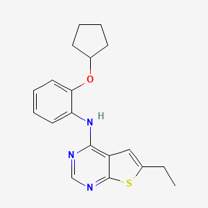 molecular formula C19H21N3OS B12626863 N-[2-(Cyclopentyloxy)phenyl]-6-ethylthieno[2,3-d]pyrimidin-4-amine CAS No. 917907-73-4