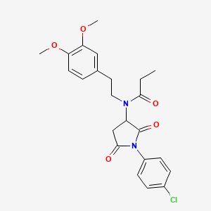 molecular formula C23H25ClN2O5 B12627445 N-[1-(4-chlorophenyl)-2,5-dioxopyrrolidin-3-yl]-N-[2-(3,4-dimethoxyphenyl)ethyl]propanamide 