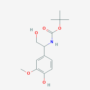 molecular formula C14H21NO5 B12627546 Tert-butyl N-[2-hydroxy-1-(4-hydroxy-3-methoxyphenyl)ethyl]carbamate 
