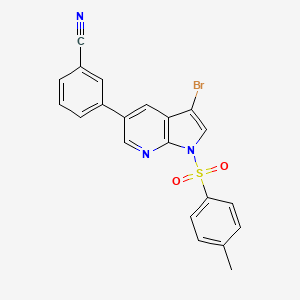 molecular formula C21H14BrN3O2S B12627951 Benzonitrile, 3-[3-bromo-1-[(4-methylphenyl)sulfonyl]-1H-pyrrolo[2,3-b]pyridin-5-yl]- 