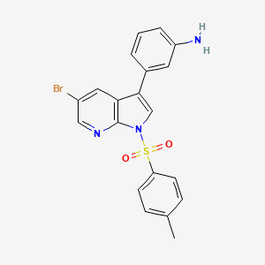 molecular formula C20H16BrN3O2S B12628220 Benzenamine, 3-[5-bromo-1-[(4-methylphenyl)sulfonyl]-1H-pyrrolo[2,3-b]pyridin-3-yl]- 
