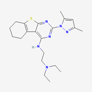 molecular formula C21H30N6S B12628240 N'-[2-(3,5-dimethyl-1H-pyrazol-1-yl)-5,6,7,8-tetrahydro[1]benzothieno[2,3-d]pyrimidin-4-yl]-N,N-diethylethane-1,2-diamine 