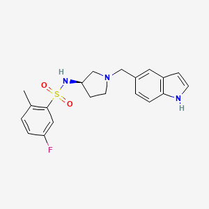 molecular formula C20H22FN3O2S B1262856 5-fluoro-N-[(3R)-1-(1H-indol-5-ylmethyl)-3-pyrrolidinyl]-2-methylbenzenesulfonamide 