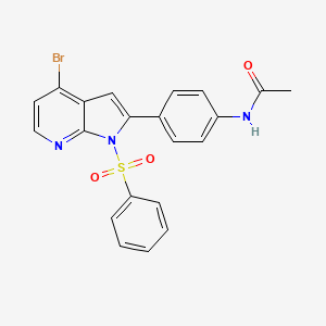 molecular formula C21H16BrN3O3S B12628592 Acetamide, N-[4-[4-bromo-1-(phenylsulfonyl)-1H-pyrrolo[2,3-b]pyridin-2-yl]phenyl]- CAS No. 942920-70-9
