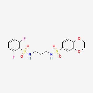 molecular formula C17H18F2N2O6S2 B1262867 N-[3-[(2,6-difluorophenyl)sulfonylamino]propyl]-2,3-dihydro-1,4-benzodioxin-6-sulfonamide 