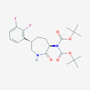 molecular formula C22H30F2N2O5 B12628949 tert-butyl N-[(3R,6S)-6-(2,3-difluorophenyl)-2-oxoazepan-3-yl]-N-[(2-methylpropan-2-yl)oxycarbonyl]carbamate 
