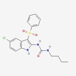 molecular formula C19H20ClN3O3S B12629017 N-[3-(Benzenesulfonyl)-5-chloro-1H-indol-2-yl]-N'-butylurea CAS No. 918493-72-8