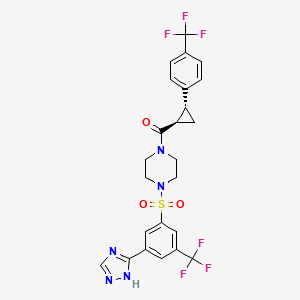 molecular formula C24H21F6N5O3S B12629129 Methanone,[4-[[3-(1H-1,2,4-triazol-5-yl)-5-(trifluoromethyl)phenyl]sulfonyl]-1-piperazinyl][(1R,2R)-2-[4-(trifluoromethyl)phenyl]cyclopropyl]- 