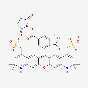 [6-(2-carboxy-5-{[(2,5-dioxopyrrolidin-1-yl)oxy]carbonyl}phenyl)-2,2,10,10-tetramethyl-8-(sulfomethyl)-10,11-dihydro-2H-pyrano[3,2-g:5,6-g']diquinolin-1-ium-4-yl]methanesulfonate