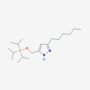 molecular formula C19H38N2OSi B12629508 1H-Pyrazole, 3-hexyl-5-[[[tris(1-methylethyl)silyl]oxy]methyl]- CAS No. 919124-00-8