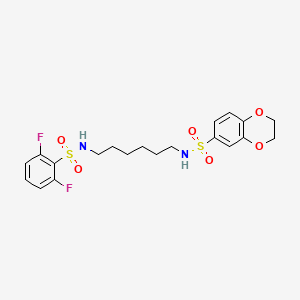 molecular formula C20H24F2N2O6S2 B1262967 N-[6-[(2,6-difluorophenyl)sulfonylamino]hexyl]-2,3-dihydro-1,4-benzodioxin-6-sulfonamide 