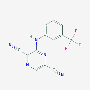 molecular formula C13H6F3N5 B1262972 3-[3-(Trifluoromethyl)anilino]pyrazine-2,5-dicarbonitrile CAS No. 918410-45-4