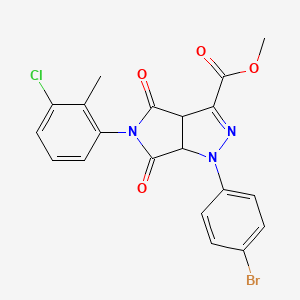molecular formula C20H15BrClN3O4 B12629724 Methyl 1-(4-bromophenyl)-5-(3-chloro-2-methylphenyl)-4,6-dioxo-1,3a,4,5,6,6a-hexahydropyrrolo[3,4-c]pyrazole-3-carboxylate 