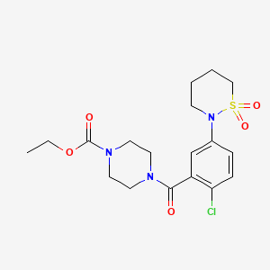 molecular formula C18H24ClN3O5S B12629738 Ethyl 4-{[2-chloro-5-(1,1-dioxido-1,2-thiazinan-2-yl)phenyl]carbonyl}piperazine-1-carboxylate 
