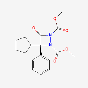 molecular formula C17H20N2O5 B1262982 (3S)-3-cyclopentyl-4-oxo-3-phenyldiazetidine-1,2-dicarboxylic acid dimethyl ester 