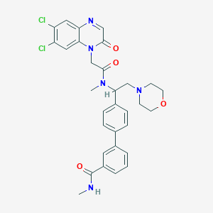 molecular formula C31H31Cl2N5O4 B12630102 1(2H)-Quinoxalineacetamide, 6,7-dichloro-N-methyl-N-[1-[3'-[(methylamino)carbonyl][1,1'-biphenyl]-4-yl]-2-(4-morpholinyl)ethyl]-2-oxo- 