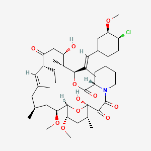 molecular formula C43H68ClNO11 B1263011 (1R,9S,12S,13R,14S,17R,18E,21S,23S,24R,25S,27R)-12-[(E)-1-[(3R,4S)-4-chloro-3-methoxycyclohexyl]prop-1-en-2-yl]-17-ethyl-1,14-dihydroxy-23,25-dimethoxy-13,19,21,27-tetramethyl-11,28-dioxa-4-azatricyclo[22.3.1.04,9]octacos-18-ene-2,3,10,16-tetrone 