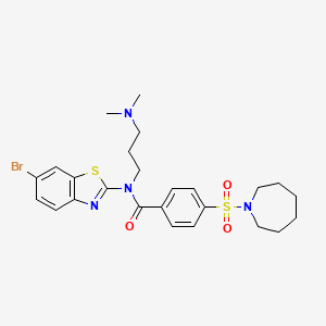 molecular formula C25H31BrN4O3S2 B1263014 4-(1-氮杂环戊烷磺酰基)-N-(6-溴-1,3-苯并噻唑-2-基)-N-[3-(二甲氨基)丙基]苯甲酰胺 
