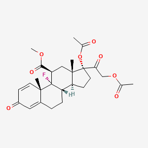 molecular formula C27H33FO8 B12630150 methyl (8S,9S,10S,11R,13S,14S,17R)-17-acetyloxy-17-(2-acetyloxyacetyl)-9-fluoro-10,13-dimethyl-3-oxo-6,7,8,11,12,14,15,16-octahydrocyclopenta[a]phenanthrene-11-carboxylate 