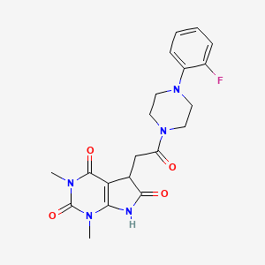 molecular formula C20H22FN5O4 B12630195 5-{2-[4-(2-fluorophenyl)piperazin-1-yl]-2-oxoethyl}-1,3-dimethyl-5,7-dihydro-1H-pyrrolo[2,3-d]pyrimidine-2,4,6(3H)-trione 