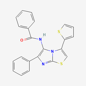 molecular formula C22H15N3OS2 B12630252 N-[6-Phenyl-3-(thiophen-2-yl)imidazo[2,1-b][1,3]thiazol-5-yl]benzamide CAS No. 918648-71-2