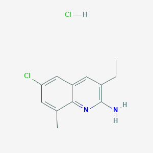 molecular formula C12H14Cl2N2 B12630295 2-Amino-6-chloro-3-ethyl-8-methylquinoline hydrochloride CAS No. 1172453-45-0