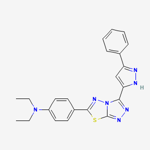 molecular formula C22H21N7S B12630338 N,N-diethyl-4-[3-(5-phenyl-1H-pyrazol-3-yl)[1,2,4]triazolo[3,4-b][1,3,4]thiadiazol-6-yl]aniline 