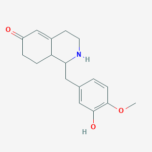 molecular formula C17H21NO3 B1263036 1-[(3-hydroxy-4-methoxyphenyl)methyl]-2,3,4,7,8,8a-hexahydro-1H-isoquinolin-6-one 