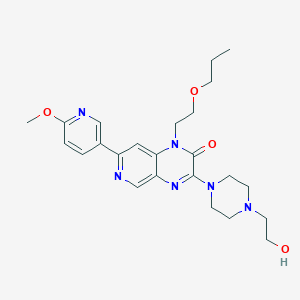 molecular formula C24H32N6O4 B1263049 3-[4-(2-hydroxyethyl)piperazin-1-yl]-7-(6-methoxypyridin-3-yl)-1-(2-propoxyethyl)-1H,2H-pyrido[3,4-b]pyrazin-2-one CAS No. 954138-07-9