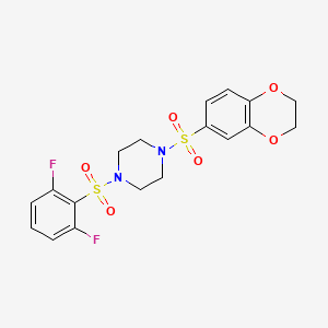 molecular formula C18H18F2N2O6S2 B1263068 1-((2,6-Difluorophenyl)sulfonyl)-4-((2,3-dihydrobenzo[b][1,4]dioxin-6-yl)sulfonyl)piperazine 
