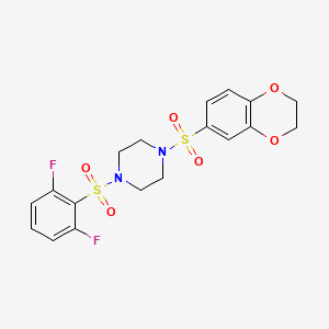 molecular formula C18H18F2N2O6S2 B1263068 1-[(2,6-Difluorophenyl)sulfonyl]-4-(2,3-dihydro-1,4-benzodioxin-6-ylsulfonyl)piperazine 