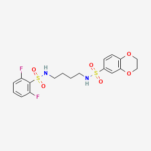 molecular formula C18H20F2N2O6S2 B1263072 N-[4-[(2,6-difluorophenyl)sulfonylamino]butyl]-2,3-dihydro-1,4-benzodioxin-6-sulfonamide 