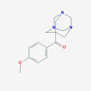 molecular formula C15H19N3O2 B126308 (4-Methoxyphenyl)(1,3,5-triazatricyclo[3.3.1.1~3,7~]dec-7-yl)methanone CAS No. 149034-80-0