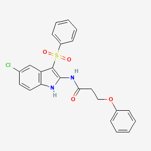 molecular formula C23H19ClN2O4S B12630933 N-[3-(Benzenesulfonyl)-5-chloro-1H-indol-2-yl]-3-phenoxypropanamide CAS No. 918493-31-9