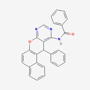 molecular formula C28H19N3O2 B1263124 N-(18-phenyl-11-oxa-13,15-diazatetracyclo[8.8.0.02,7.012,17]octadeca-1(10),2,4,6,8,12,14,16-octaen-16-yl)benzamide 