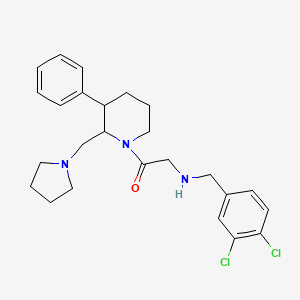 molecular formula C25H31Cl2N3O B12631247 Ethanone, 2-[(3,4-dichlorophenyl)methylamino]-1-[3-phenyl-2-(1-pyrrolidinylmethyl)-1-piperidinyl]- 