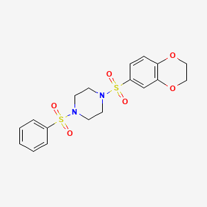 molecular formula C18H20N2O6S2 B1263131 1-(Benzenesulfonyl)-4-(2,3-dihydro-1,4-benzodioxin-6-ylsulfonyl)piperazine 