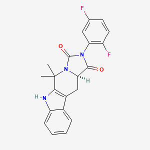 molecular formula C21H17F2N3O2 B1263137 (15R)-13-(2,5-difluorophenyl)-10,10-dimethyl-8,11,13-triazatetracyclo[7.7.0.02,7.011,15]hexadeca-1(9),2,4,6-tetraene-12,14-dione 