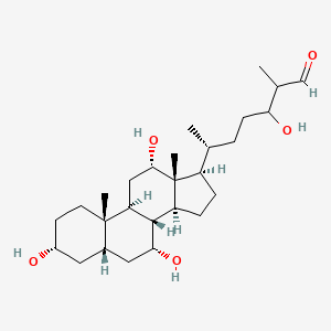 molecular formula C27H46O5 B1263138 3alpha,7alpha,12alpha,24-Tetrahydroxy-5beta-cholestan-26-al 