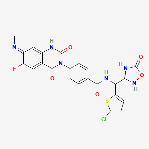 molecular formula C23H18ClFN6O5S B12631425 N-[(5-chlorothiophen-2-yl)-(5-oxo-1,2,4-oxadiazolidin-3-yl)methyl]-4-(6-fluoro-7-methylimino-2,4-dioxo-1,6-dihydroquinazolin-3-yl)benzamide 